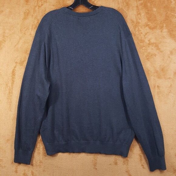 CALVIN KLEIN Sweater Mens Large Dark Gray Pullover Crew Knit Logo Cotton Blend - Picture 3 of 5
